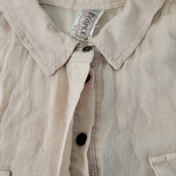 Free People Women's Tan Flowy Shirt Dress Women's M Wool Blend - Picture 4 of 13